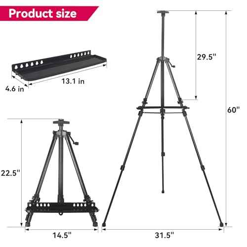 YDisplay Artist Easel Stand for Painting with Organizer Tray,Aluminum Easel with Carry Bag for Indoor Outdoor Perfect for Adults & Kids,Black