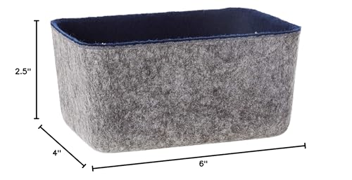 Three by Three Seattle Felt·Like·It! 6x4x2.5 Inch Felt Storage Bin for Office, Craft Room, Classroom, Living Room, Bedroom Storage (Navy) (Pack of 2)