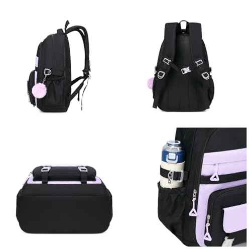 Girls School Backpack, 15.6 Inch Laptop Compatible, Large Daypack for Students, Teens, Women (Purple)