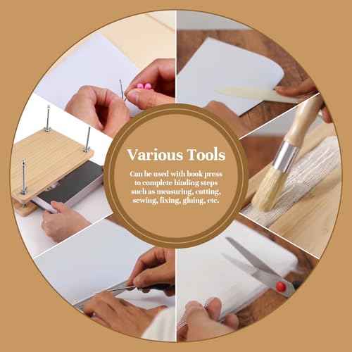 43 Pcs Book Binding Kits, Bookbinding Supplies, Book Press, Flower Press, Comes with a Wooden Stapler and Binding Kit, Suitable for Beginners to Press or Embossing Materials