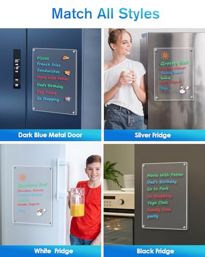 MaxGear 12x8 Inch Acrylic Magnetic Whiteboard for Fridge - Dry Erase Board & Organizer