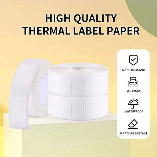 Label Maker Tape - 6 Rolls(1260 Pieces) Compatible for D11/D110/D101 Printer Paper Stickers Waterproof Standard Laminated Tear-Resistant Office Home Name File Folder Clothes (0.59x 1.18 Inch, White)