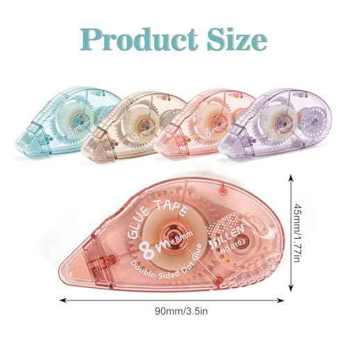 4 Pack Double Sided Tape Roller, Scrapbook Supplies, Glue Tape Roller for Crafts, Double-Sided Adhesive Tape Runner for Scrapbooking, School Office Journaling Supplies (0.31 in X 26.25 ft)