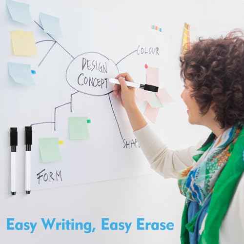 12 Pcs Black Dry Erase Markers, Whiteboard Dry Erase Markers Fine Tip Small Magnetic Dry Erase Marker with Eraser Cap for School, Home, Office Supplies