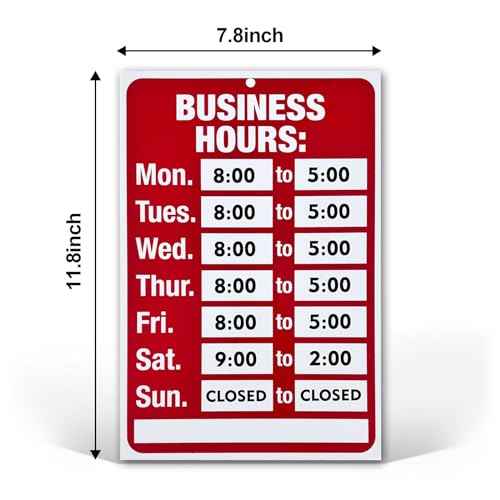Business Hours Sign, Changeable Open and Closed Signs with Matching Letter and Number Stickers for Glass Door, Office, Restaurants, Bars, Retail, Barbershop, Salon Shops (Red)