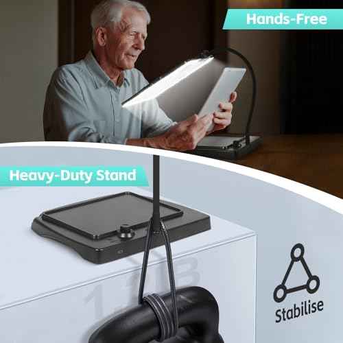 Magnifying Glass with Light and Stand 50 Ultra-Bright LEDs Large Magnifying Lamp with Light Magnifying Glass on Stand Hand-Free with 360¡Æ Flexible Gooseneck for Close Work Reading Repair Crafts