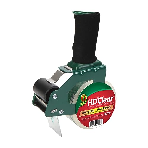 Duck Heavy Duty Clear Packing Tape Dispenser with 1 Refill Roll, 1.88 in x 50 yd, Foam Handle - 1-Pack
