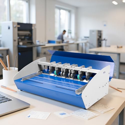 Blue 3-in-1 Electric Paper Creasing Machine with Scale Ruler, 35r/min