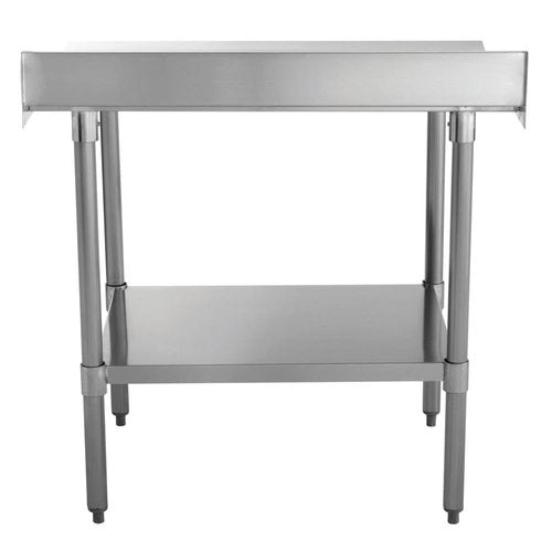 Kratos Commercial Worktable, Stainless Steel Kitchen Prep Table 30" Dx36 W with Undershelf and Backsplash, NSF, 18ga/304SS (28W-043)