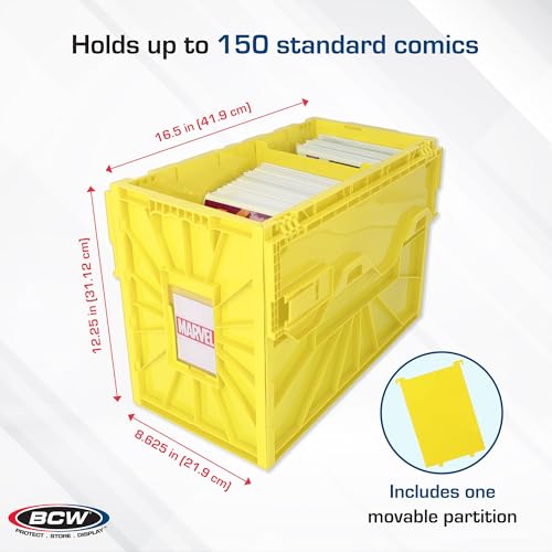 BCW Short Comic Book Bin | Holds 150 Comics | Stackable Plastic Storage | Acid-Free Organizer | Yellow, Single