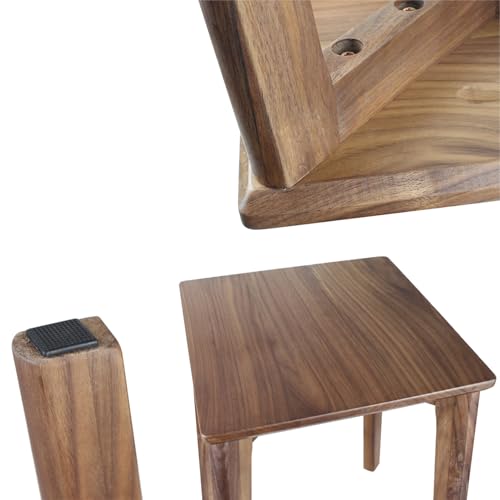 GLIBBUL 18-Inch Walnut Wood Stool - Stackable, Backless, Anti-Slip Felt Pad