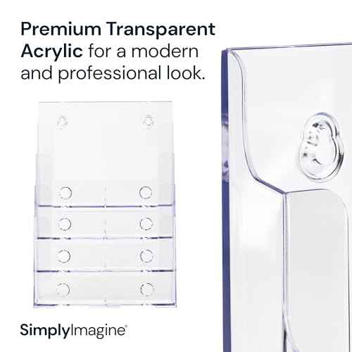 Acrylic Brochure Holder, 4 Tier Clear Literature - 8.5 x 11 inches, Pamphlet Holder, Wall Mount/Countertop Plastic Flyer Display Stand Organizer for Display Flyer, Booklet, Document