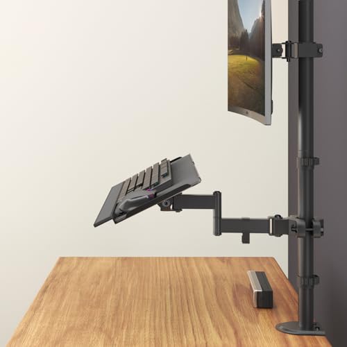 Keyboard Tray Pole Mount - PUTORSEN Keyboard Mount fits Most Standard and Oversized Keyboards, Holds up to 2.2lbs, Black