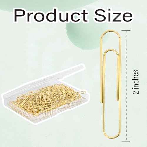 100pcs Gold Paper Clips,Large Paper Clip 2 Inch Jumbo Paperclips,Smooth Heavy Duty Clips Office Supplies Ideal for Bookmark
