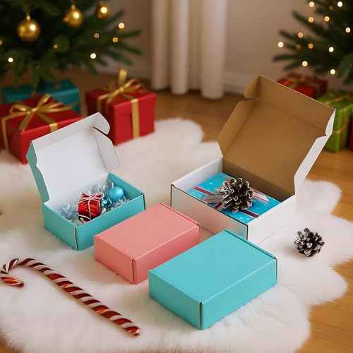FARRAY 50 Pack of 7x5x2 Inches Small Shipping Boxes, Durable Corrugated Cardboard Boxes for Shipping, Gift, Mailing and Packaging, Teal