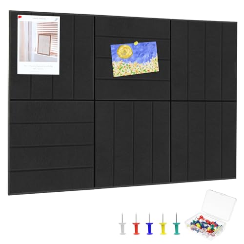 Black 6-Pack Felt Bulletin Boards 36x24 Inches, Pin Boards for Office & Home