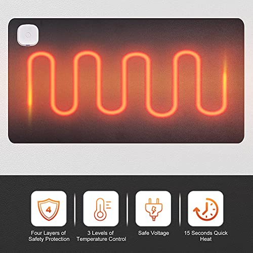 Warm Desk Pad, Office Desk Mat,3 Speeds Touch Control Warm Big Mouse Pad, 31" x 13" Extended Edition Gaming Mouse Pad, Foot Warmer Pad (Black)