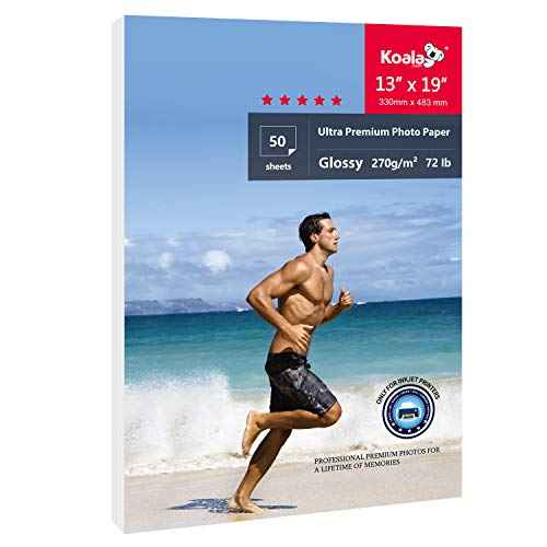 Koala Ultra Premium Photo Paper 13x19 In Glossy Photo Printer Paper for Inkjet Printer Water Resistant 50 Sheets 72lb