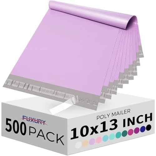Fuxury Poly Mailers 10x13 Inch 500pc,Sturdy Shipping Bags for Clothes Bulk,Self Adhesive Mailing Shipping Envelopes,Waterproof Mailers Poly Bags,Colorful Packaging Bags for Small Business Purple