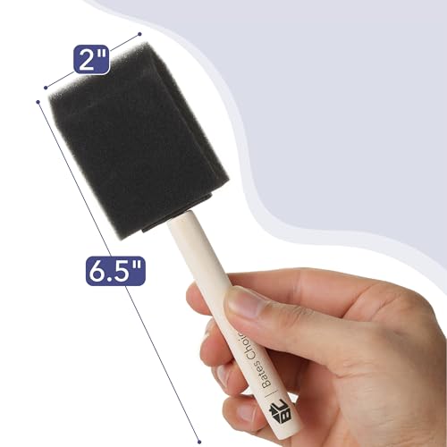 Bates Choice Foam Paint Brushes 2 Inch, 16 Pack with Black Wooden Handles