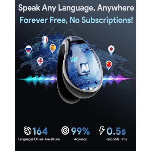 Ai Translation Earbuds Real-Time ? Ear Buds Translators Any Language, Audifonos Traductores Ingl?s Espa?ol, Instant Translating Earbud Devices for Live Global Conversations, Mirror Black