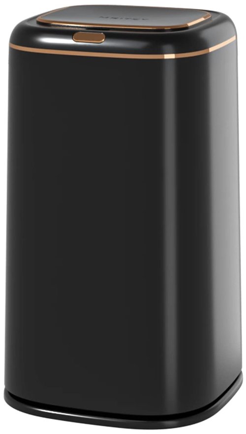 Sooyee 40L Automatic Trash Can with Lid,10.5 Gallon Bathroom Trash Can Smart Motion Sensor for Bedroom, Bathroom, Kitchen, Office,Black+Gold Border Trash Bin,3 Opening Modes