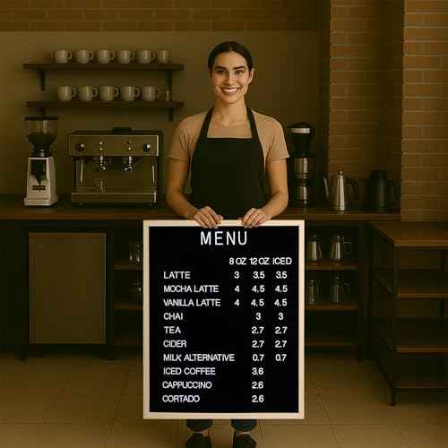 Large Letter Board ? Premium Menu Board with Letters ? Black Felt Letterboard Large with White Plastic Letters ? Durable Retro Vintage Felt Letter Board for Restaurants, Caf?s, Pubs ? 24 x 30-inch