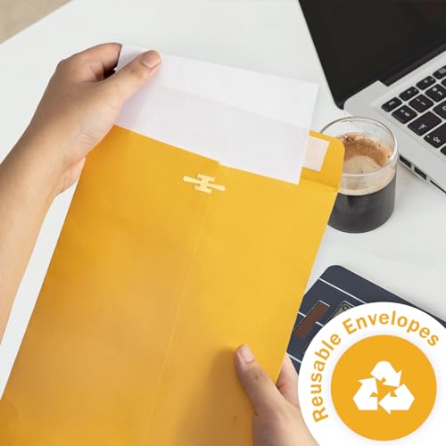 Goefun Brown 6x9 Clasp Envelopes 100 Pack - Reusable Kraft Mailers for Office & Crafts