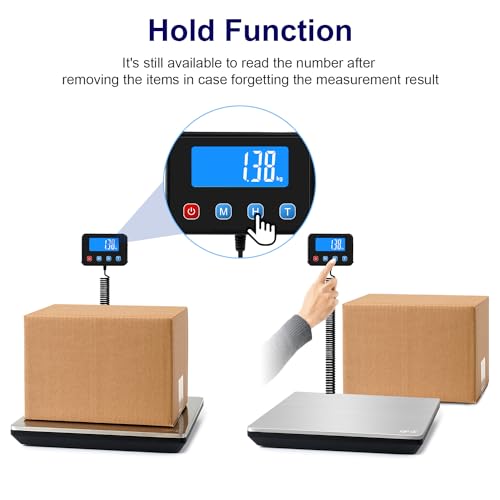 TIPRE 440lb Silver Stainless Steel Heavy Duty Digital Postal Scale with LCD & Type-C