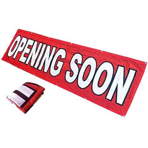 4Less 3x10 Ft Opening Soon Banner Vinyl Alternative Store Sign (red) Fabric