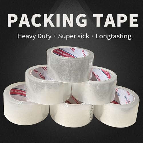 Heavy Duty Clear Packing Tape 1.88 Inch x 65 Yards - 6 Rolls by WINSUFIRE