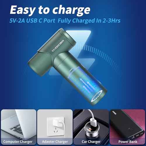 Compressed Air Duster-3 Gear Adjustable 150000RPM Electric Air Duster with LED Light, Rechargeable Cordless Air Blower for Keyboard Electric Devices Cleaning. Replaces Compressed Air Cans (Green)