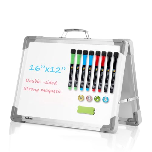 Tankee Gray 16x12 Inches Double Sided Magnetic Whiteboard - Portable Dry Erase Board