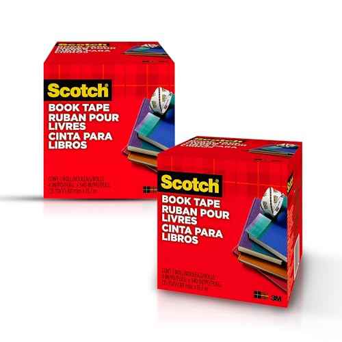 Scotch Book Repair Tape, Clear, 4 Inches x 15 Yards (3-Inch Core), 2 Rolls ? Extra-Wide Durable Binding Tape for Book Repair, Reinforcing & Document Protection