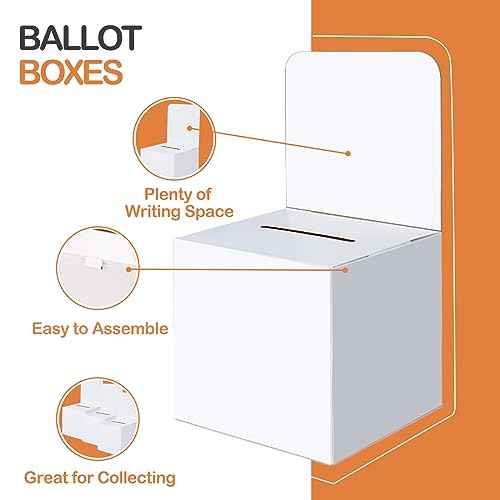 3 Pcs Ballot Boxes Suggestion Boxes Donation Box for Fundraising, Cardboard Raffle Box with Slot and Removable Header for Collecting Business Card Voting Contest (White)