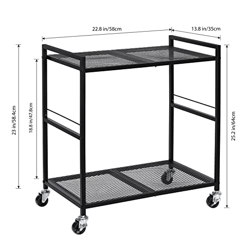 Computer Tower Stand, PC Tower Stand Metal Rolling Cart Holds up to 40lbs, 2 Tier Mobile Printer Stand with Storage Under Desk for Home & Office, Black