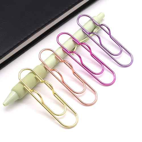 12-Pack Pen Holder Clips for Notebook, Journal, and Book, Ideal for Students, Professionals, and Teachers, Pen Loop Holder for Office and School Use (3 Gold, 3 Rose Gold, 3 Pink, 3 Purple)