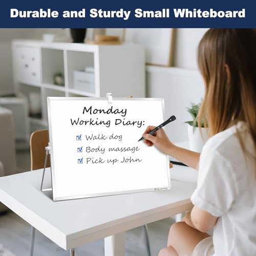 TSJ OFFICE Small White Dry Erase Board Silver Frame 18x14 Inches - Double-Sided Portable Whiteboard
