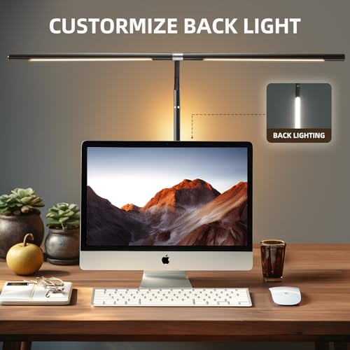 LED Desk Lamps for Home Office, 360¡Æ Rotatable Double Head Desk Light with Clamp, 25 Lighting Modes Gooseneck Monitor Smart Light, 24W Architect Table Lamp for Workbench Drafting Study