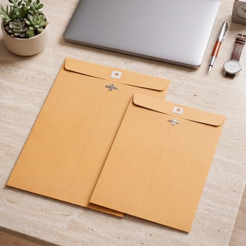 20 Pack Heavyweight Brown Kraft Clasp Envelopes 9x12 & 10x13 for Office & School