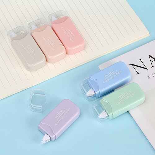 White Correction Tape, 6 Pack, 13.13 Feet Mini Correction Tape, Writing supplies and correction supplies for School And Office. (Milkshake)