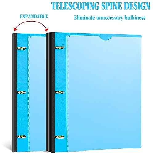 INFUN 1 Inch Telescoping 3 Ring Binder - 4PCS, Flexible Round Binder with Customizable Front Cover and Clear Catalog Pocket, 1Inch Rings, 225 Sheet Capacity