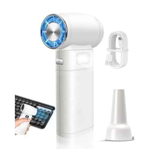 Handheld Mini Turbo Fan 120000RPM 6-Speed Turbo Power 9000mAh Portable High Speed Cooling Personal Fan with Digital Display LED Light for Travel Beach Camping (White)