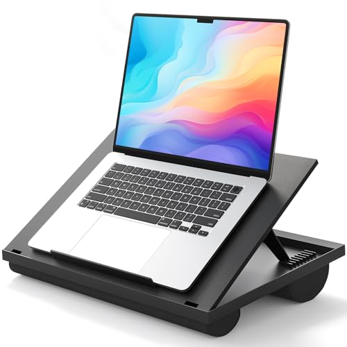 HUANUO Black Adjustable Laptop Desk with 8 Tilt Angles for 15.6" Notebook