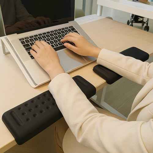 2-Piece L-Shaped Desk Ergonomic Wrist Rest with Memory Foam Pad, Non-Slip, for Elbow Support On Desk Or Desk Edge (11.8 * 3.9 inch)
