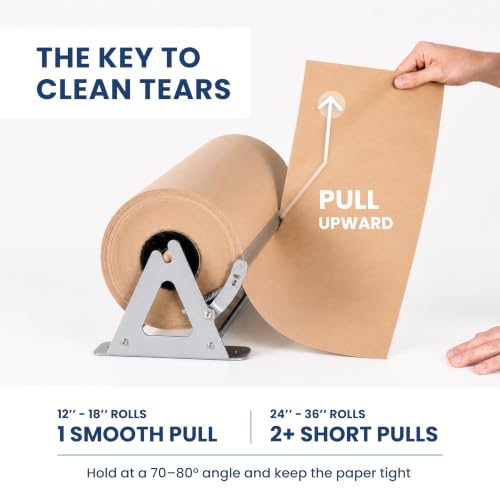 DIY CREW 36 Inch Silver Paper Roll Dispenser & Cutter for Kraft & Butcher Paper