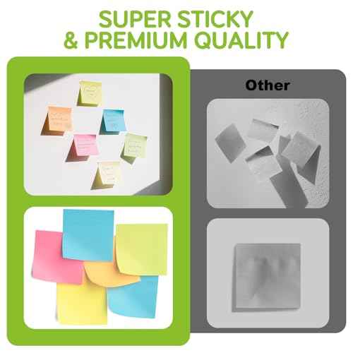 Stick Notes 3x3, Bright Color Stick Notes, 18 Pads, Super Sticky & Recyclable, for Home, Office, School