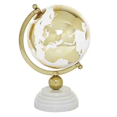 Deco 79 Marble Globe with Marble Base and Tiered Base, 8" x 8" x 13", Gold