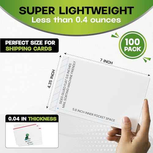 100 Pack Shell Mailer Trading Card Envelopes by Hobby Armor, 7" x 4.35" Trading Card Mailers for Shipping, Perfect Sized Shipping Envelope for Mailing Semi-Rigid and Toploaders, Protector Supplies