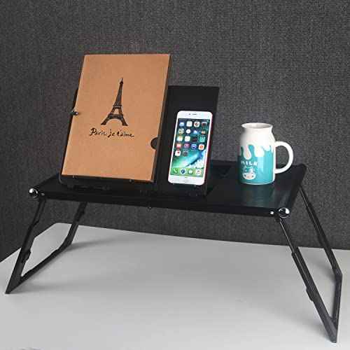 Laptop Desk for Bed - Foldable Lap Tray With Internal USB Fans, Height & Angle Adjustable Tablet Stand, Notebook Breakfast Table